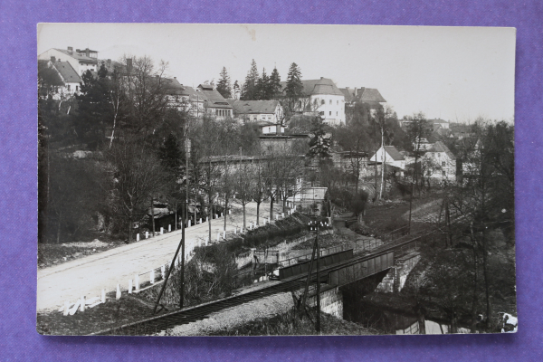 Postcard Photo PC Nimtsch Niemcza 1933 street railway houses Poland Polska